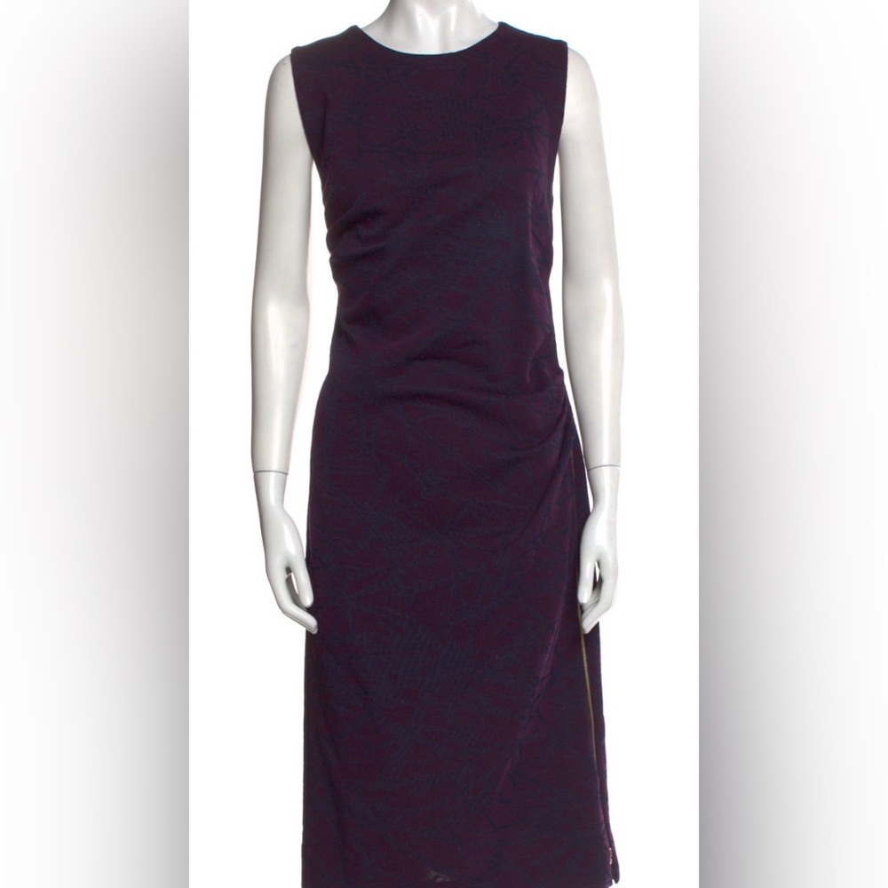 Escada Crewneck Midi  Purple Sleeveless Sheath Dress #1